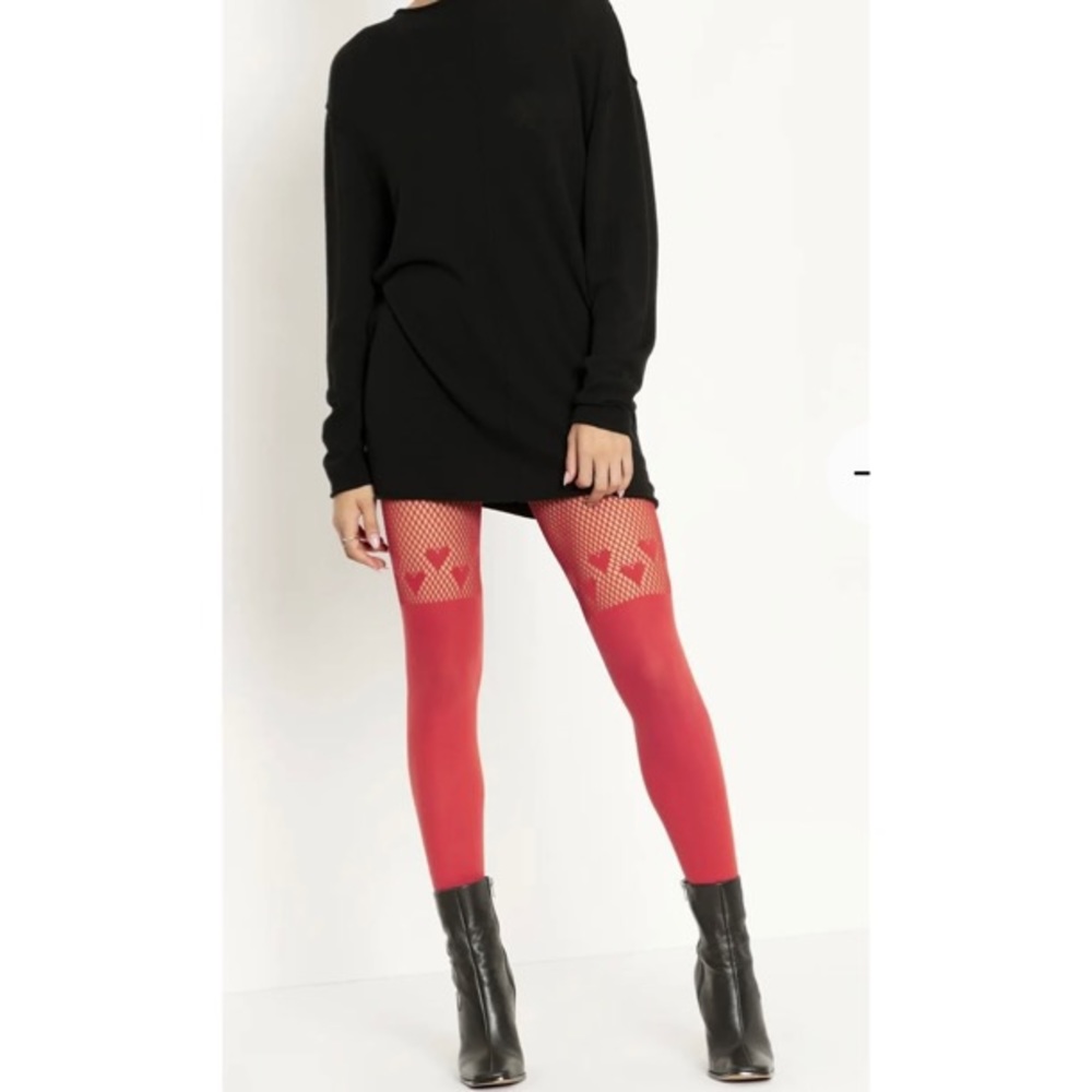 BNWT BLACK MILK HEARTS SUSPENDER RED HOSIERY ❤️❤️❤️